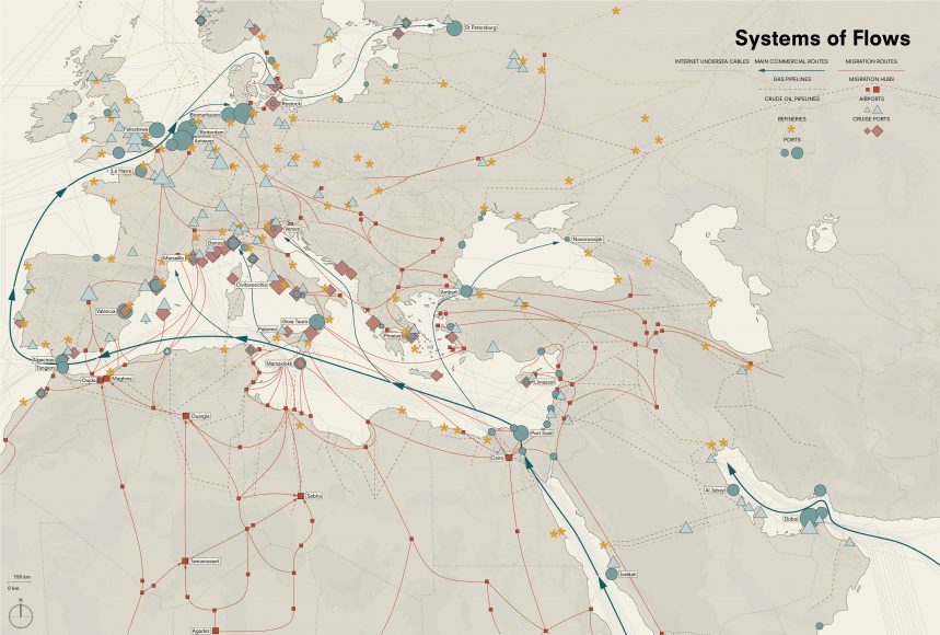 Mediterranean system of flows, Palermo Atlas © OMA for Manifesta 12 